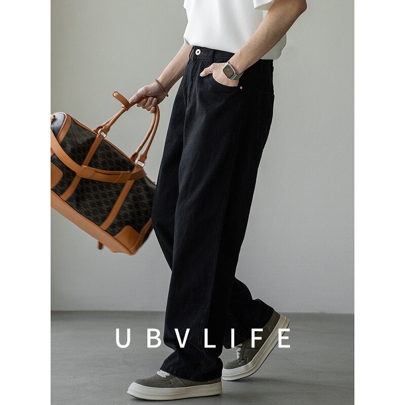 Bamboo Twill Texture Jeans Men's 2025 Summer Loose Straight Red Copper Buckle Commuter New Casual Trousers