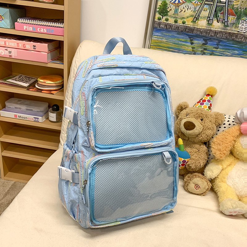 En la nueva mochila femenina 2025, la nueva chica tiene una gran capacidad de dibujos animados, estudiantes de secundaria, mochilas llenas de bolsos portátiles.