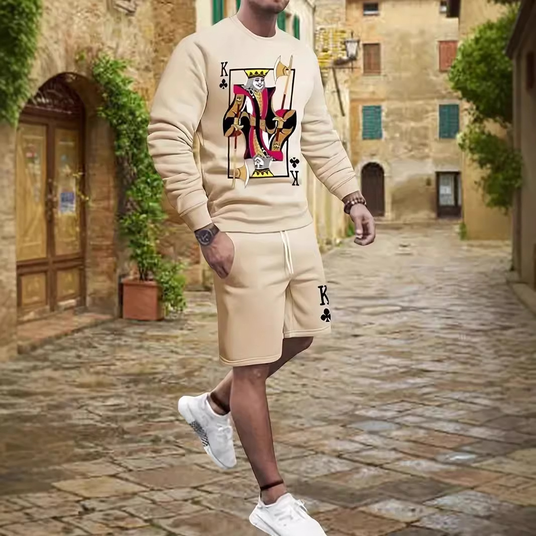 Pantalones cortos de suéter de manga larga de otoño para hombre 2024 nuevo traje casual suelto exterior ME1 ML4