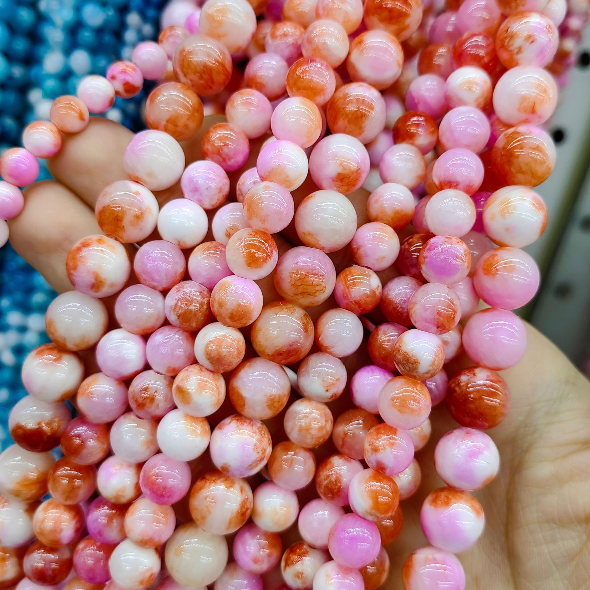 Jade persa natural optimizado multicolor color Calcedonia cuentas redondas cuentas sueltas semiacabados accesorios de joyería de DIY al por mayor image 17