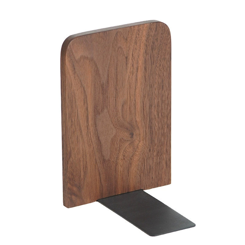 Solid black walnut bookends — wooden desktop book stand, creative minimalist design, 8×11×13 cm