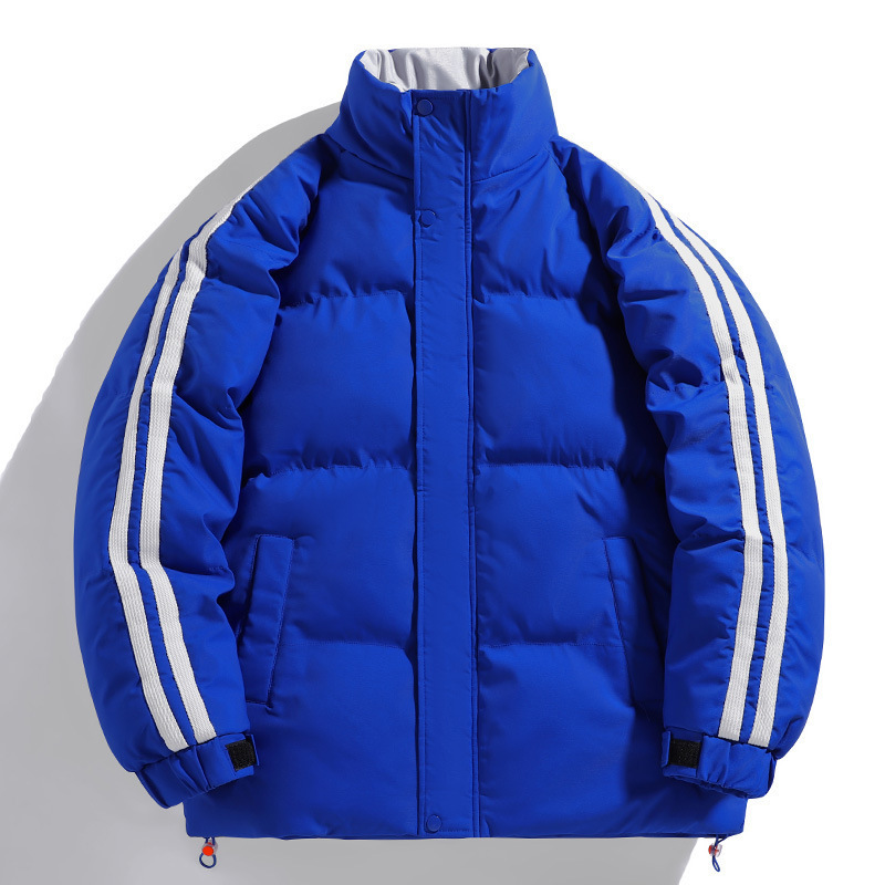 Men's Thick down Cotton Jacket, New Winter Hot-Selling Style, Two-Stripe Cotton Coat, Trendy Loose Cotton Outerwear for Men
