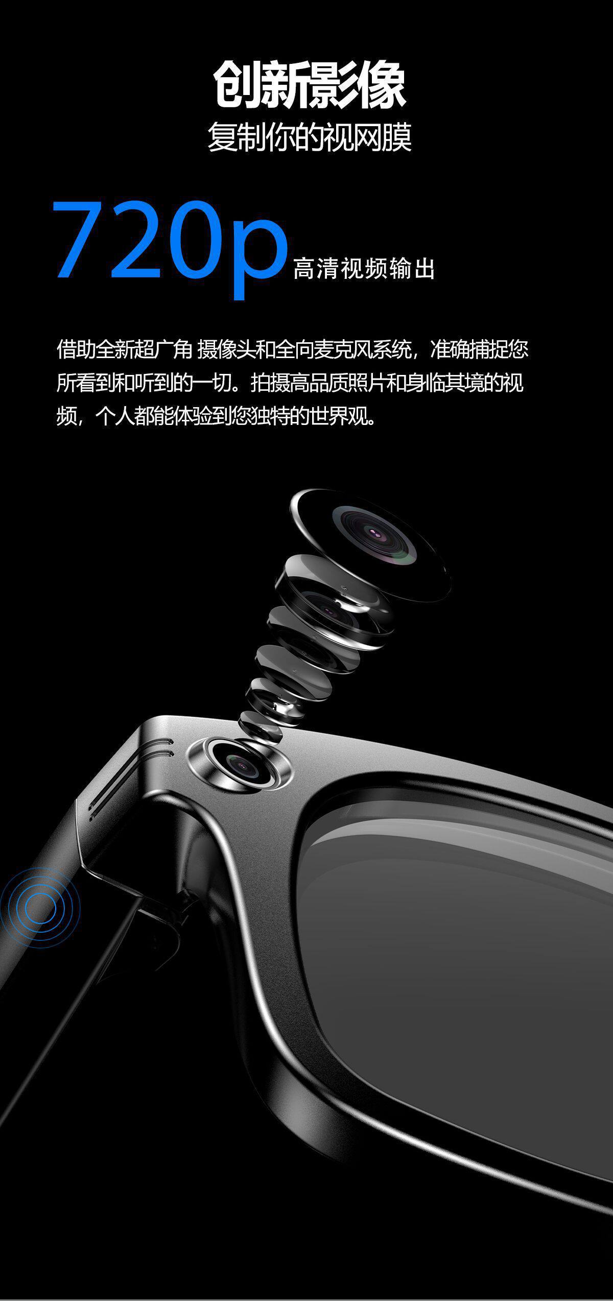 2025智能眼镜800W像素AI拍摄摄像头高清拍照录像语音通话翻译眼镜