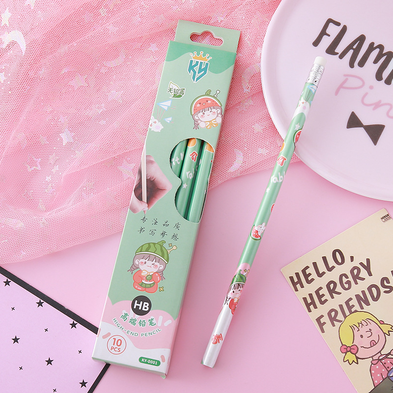 Lápices de caja de alto valor Papelería creativa Herramientas de escritura para estudiantes Práctica de caligrafía Lápiz de madera Lápiz triangular circular