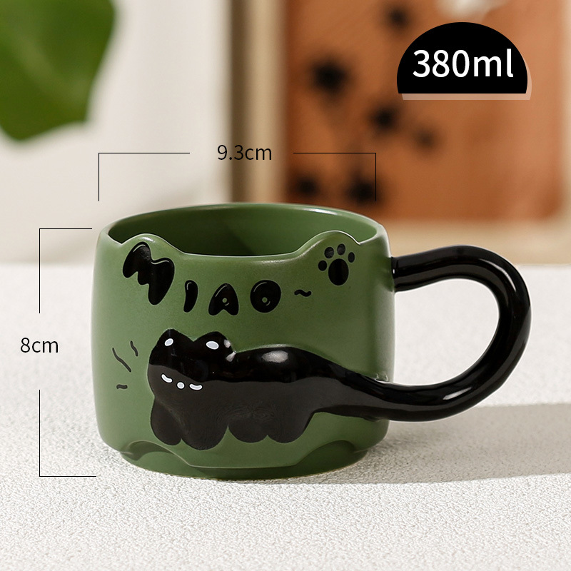 Taza de cerámica Taza de agua apilada de oficina Taza de café casera Taza de pareja de gato lindo Regalo femenino