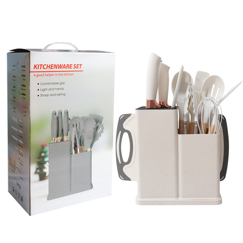 Cuchara de sopa de espátula de silicona Juego de 19 piezas Pala antiadherente Pala de silicona de calidad alimentaria Juego de combinación de utensilios de cocina de silicona al por mayor