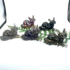 天然水晶碎石狐狸树脂滴胶摆件办公室家居桌面工艺品摆件厂家批发