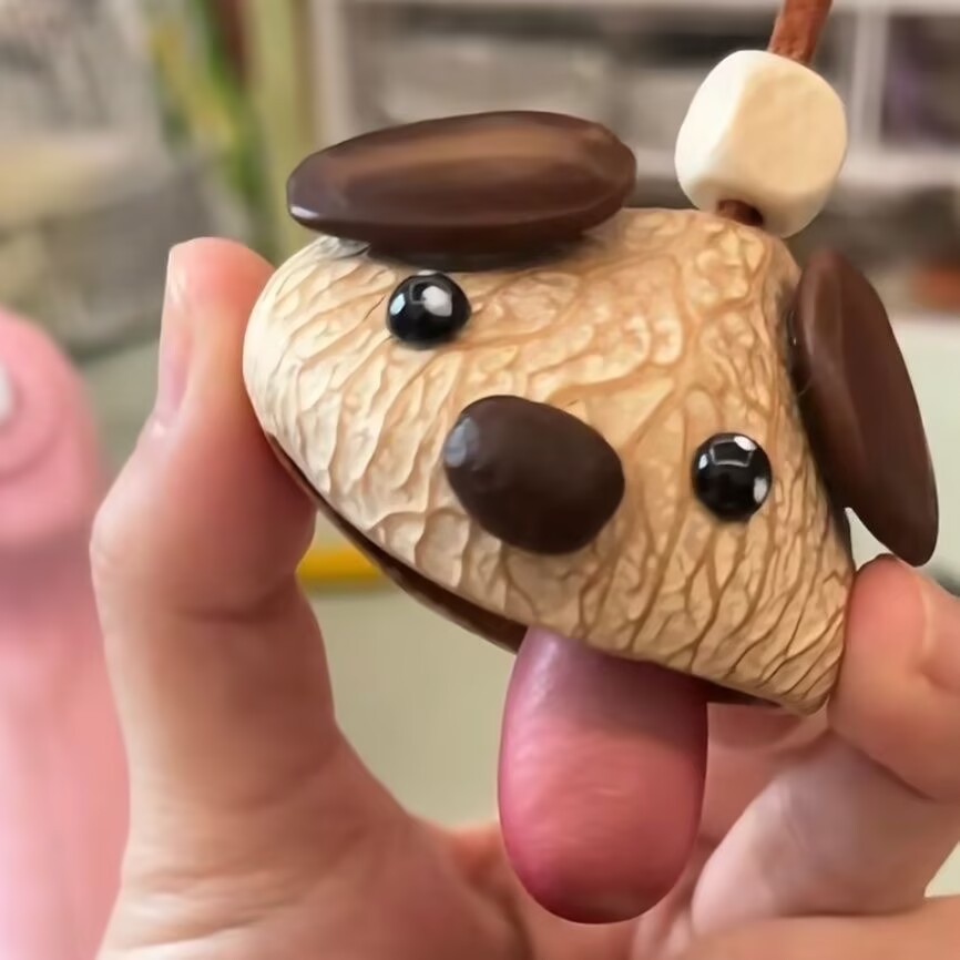 Muñeca de vaina material de cáscara hecha a mano DIY material de pino frutas secas material de congelador colgante tienda de artesanía