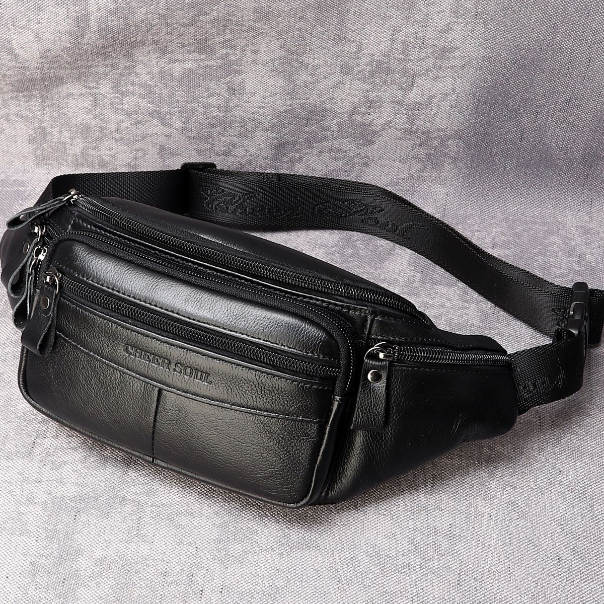 Genuine Leather Men's Waist Bag, Retro First-Layer Cowhide Multi-Functional Mobile Phone Bag, Outdoor Sports Cash Register Bag, Chest Bag, Crossbody Bag