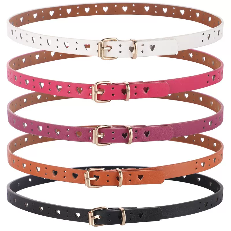 女士软皮腰带时尚装饰百搭学生黑色针扣儿童韩版小香风简约细批发