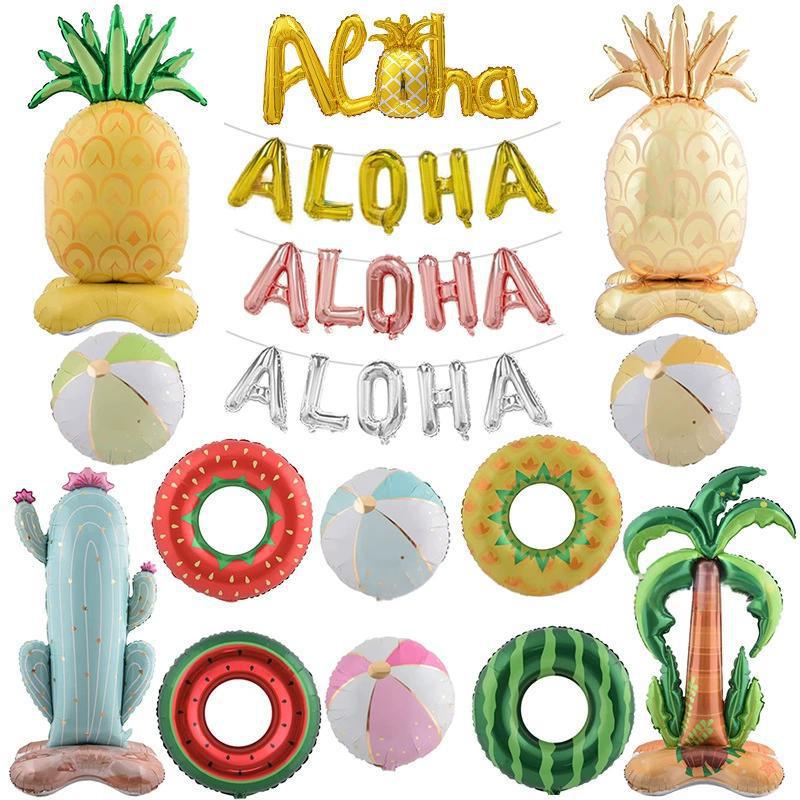 新款菠萝气球夏威夷风情 ALOHA主题椰子树夏日沙滩热带派对气球