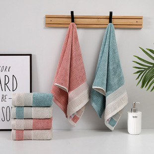 Carefully Selected Bamboo Fiber Towels Wholesale Thickeneded 120g Household Contrasting Color Towels Shopping Mall Company Gifts Ready for Delivery