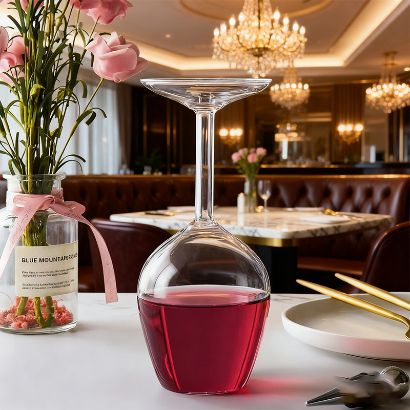 新款家用创意倒立葡萄酒醒酒器高硼硅玻璃红酒杯简约ins倒置酒杯