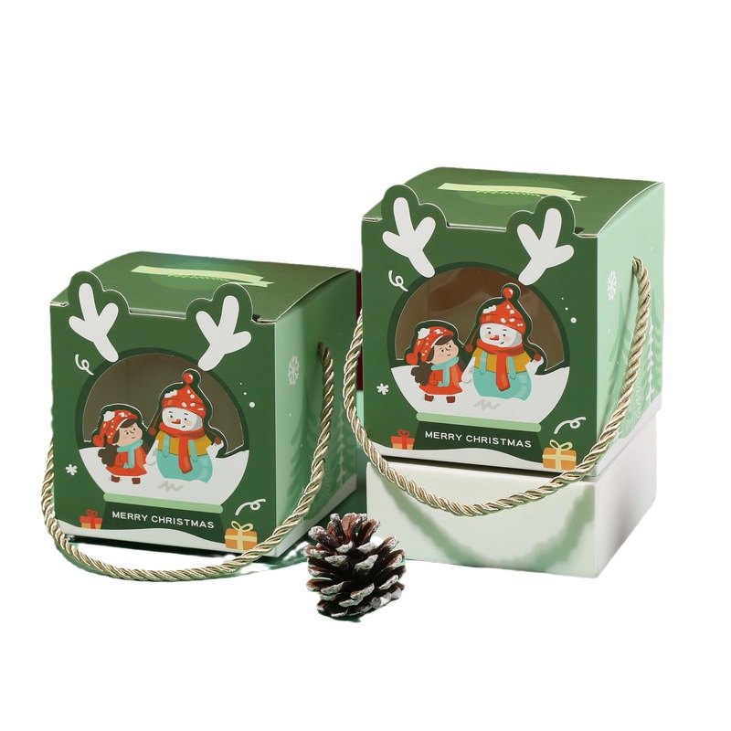 かわいいクリエイティブサンタ雪だるまリンゴ箱キャンディークッキー箱クリスマスプレゼント箱紙箱|undefined