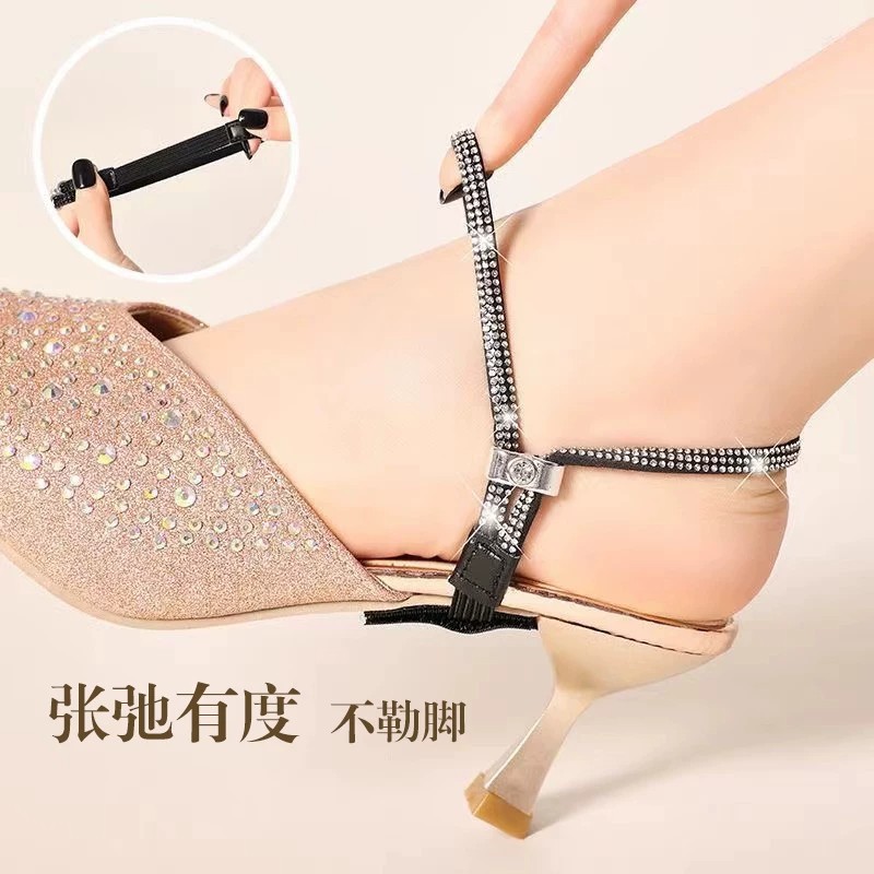 Exquisitos cordones de zapatos de talón alto sin instalación invisible antideslizante banquete de viaje versátil anti-caída artefacto de talón