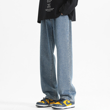 春秋季新款牛仔裤男孩初中学生帅气15岁青少年大童男士直筒长裤子