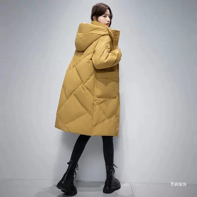 商城同款品正反季撤柜羽绒服女中长版2024冬装新款白鸭绒大码外套