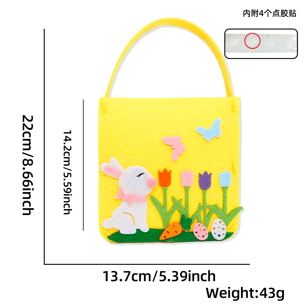 Nueva bolsa de fieltro de Pascua para niños bolsas de dulces DIY huevos de conejo lirio bolsas hechas a mano