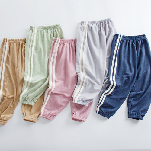 Children's anti-mosquito pants summer new ice silk pants boys and girls children's pants spring and summer pants baby children's clothing one piece drop shipping