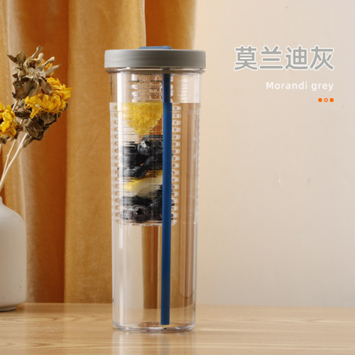 Straw cup, good-looking filter, dry and wet separation, large-capacity plastic cup, couple cup, fall-resistant, portable cup