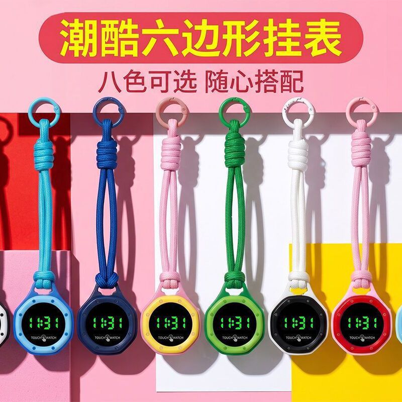 New octagonal lanyard pocket watch, a small, minimalist, and waterproof digital electronic watch with touch controls, perfect for students New octagonal lanyard pocket watch, a small, minimalist, and waterproof digital electronic watch with touch controls, perfect for students