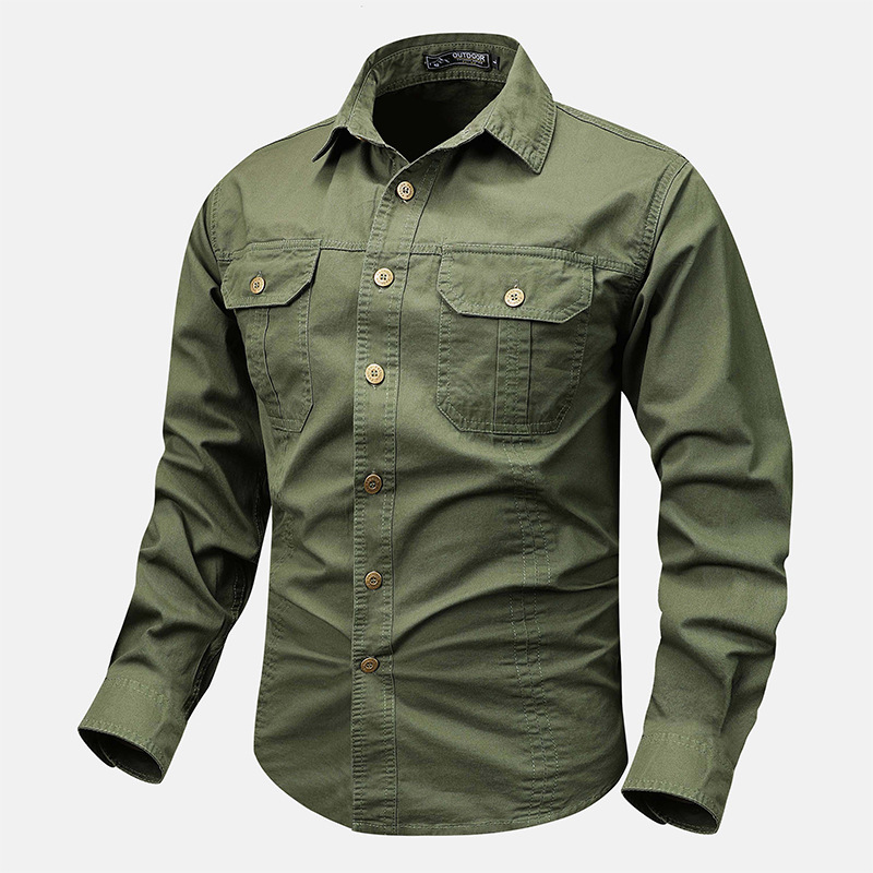 temu cross-border new men's spring and autumn long-sleeve solid color shirt, military-style outdoor shirt, plus-size outdoor workwear temu cross-border new men's spring and autumn long-sleeve solid color shirt, military-style outdoor shirt, plus-size outdoor workwear
