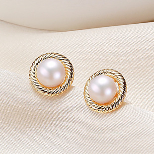 Factory direct s925 silver pin earrings highlight fresh water pearl earrings wholesale good color retention