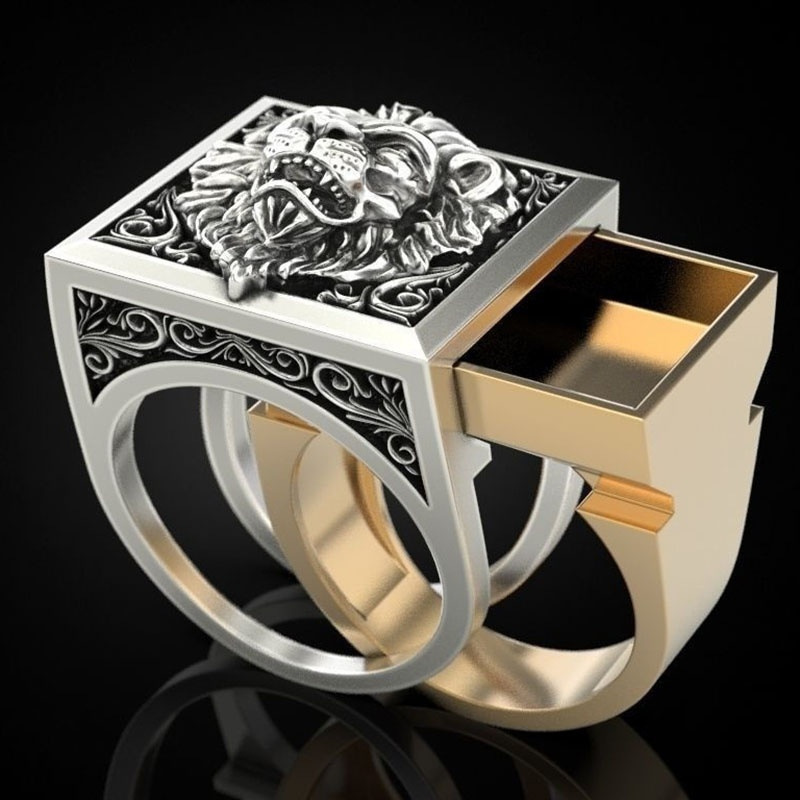 Cross-border wish best selling male lion two-piece ring retro creative fashion ring men's ring single product wholesale