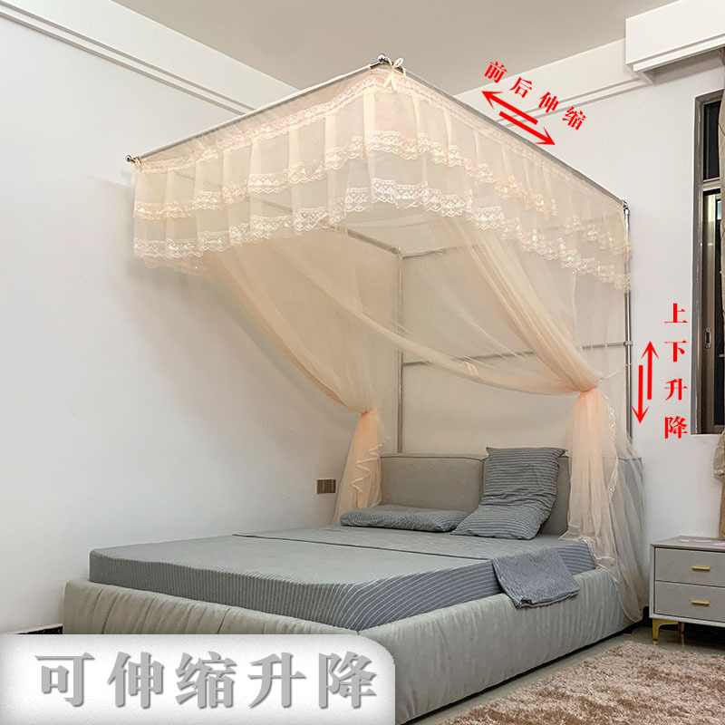 批发蚊帐家用升降伸缩款落地免安装加密支架杆1.5m1.8米2025新款