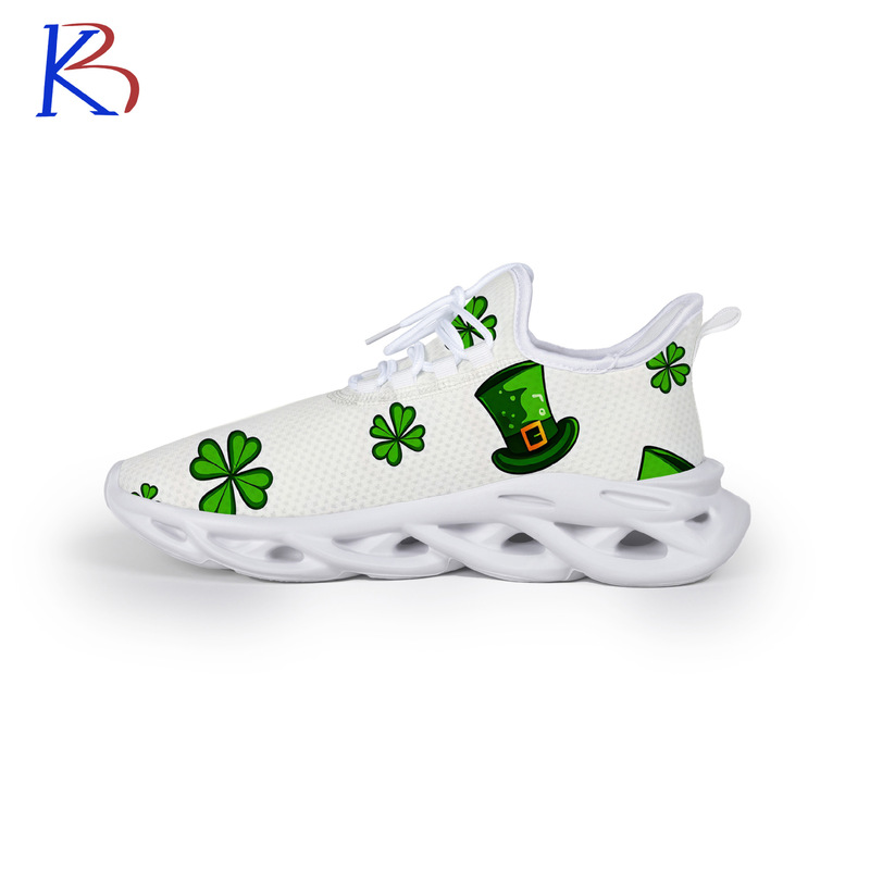 Cross-Border Printed Green Sneakers Four-Leaf Clover St. Patrick's Day Holiday Unisex Tennis Blade Running Shoes