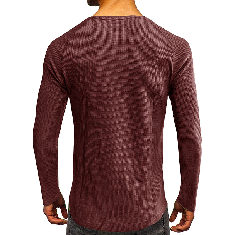 Men's T-shirt Long Sleeve Loose Fit Plain Basic Autumn Winter_voghion.com