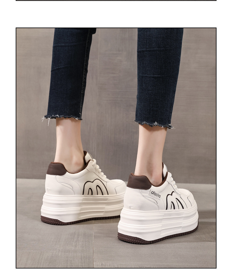 Giày sneaker nữ đế dày tăng chiều cao, phong cách đa năng, lót nhung ấm — gạo nâu chi tiết 13