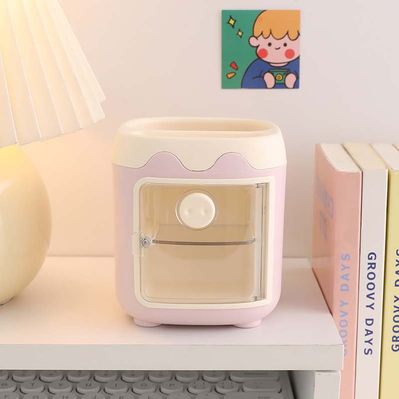 Lindo cerdo de dibujos animados titular de la pluma de gran capacidad de clasificación de almacenamiento compartimiento estudiante pluma caja de Oficina titular de la pluma al por mayor