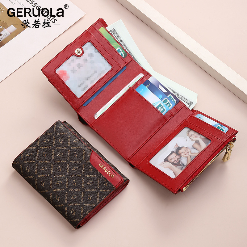 Cartera corta de mujer cartera de tres plegadas multi-tarjeta bolso de cambio de impresión de moda simple pequeña cartera pequeña bolsa