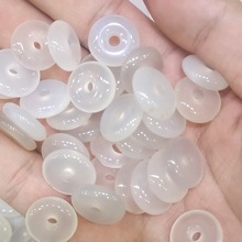 批发天然高冰马料白玉髓平安扣散件 diy手链配饰15mm白玛瑙平安扣