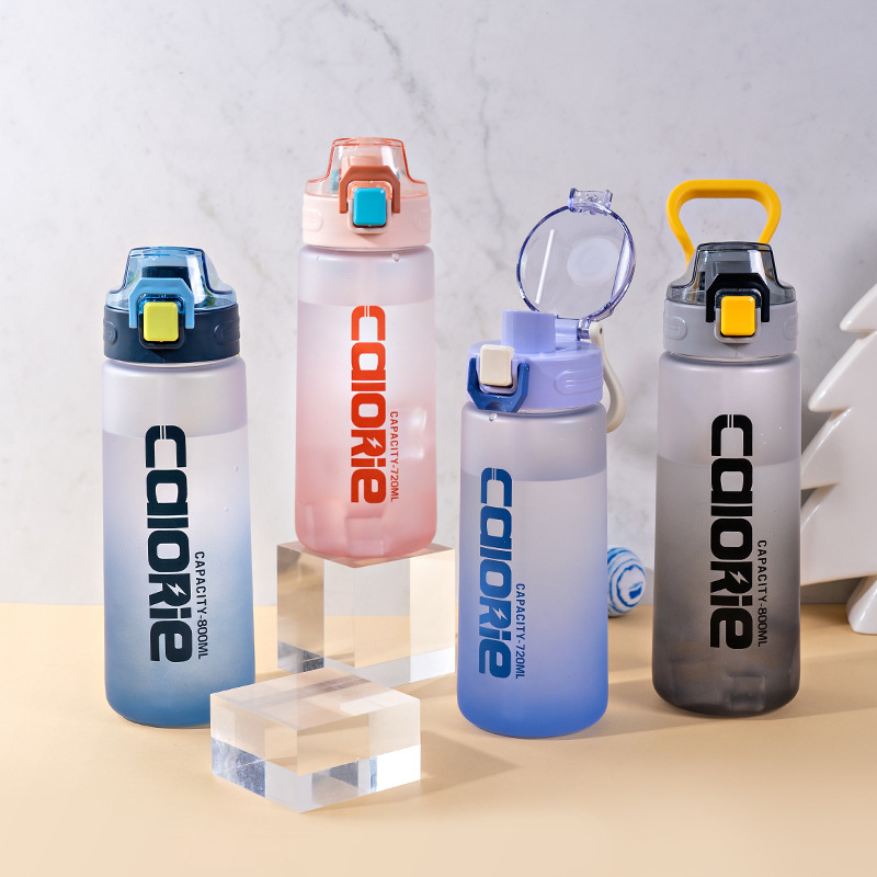 Nuevo Amazon Comercio exterior gradiente de plástico estudiante bebida directa taza 800ml al aire libre fitness deportes