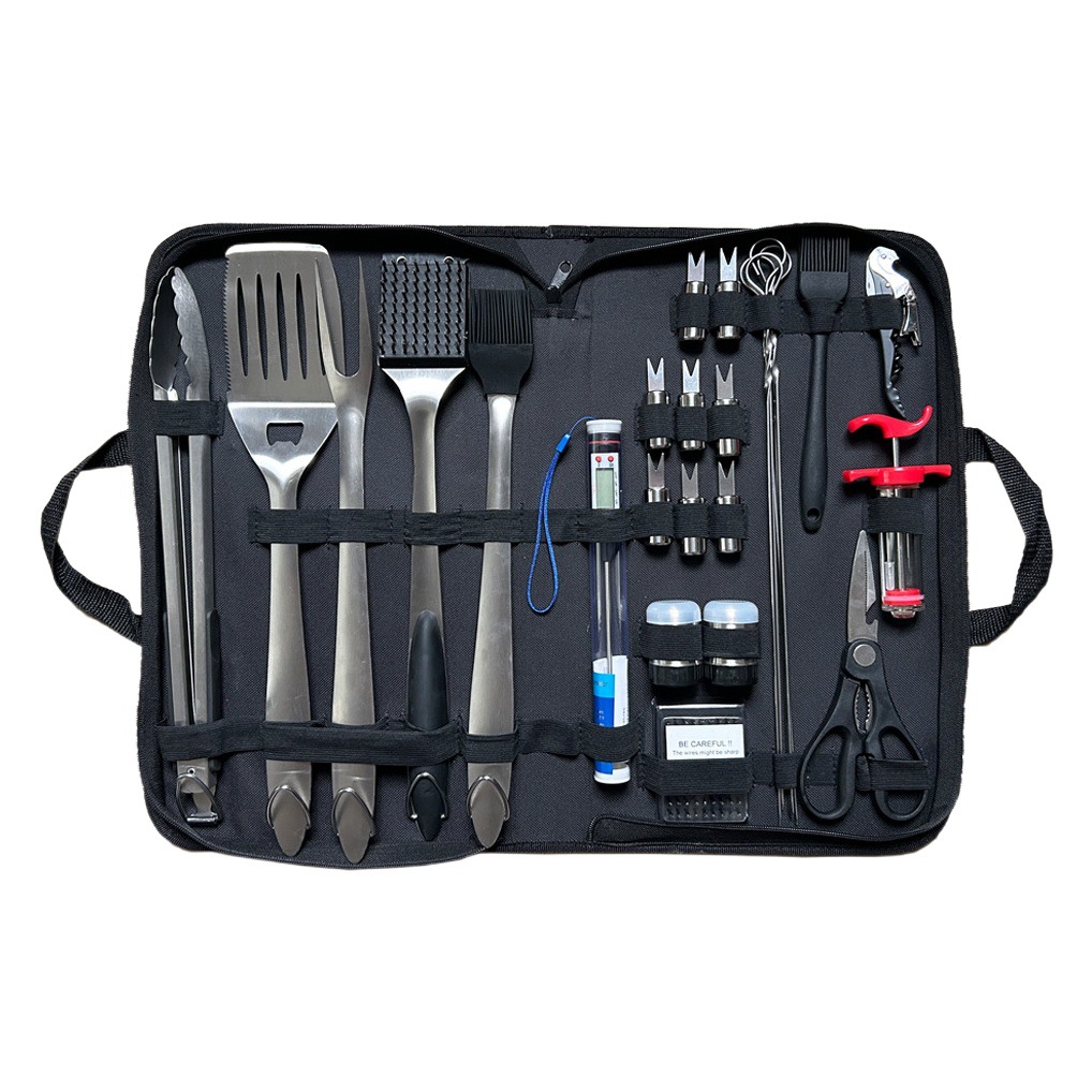 Herramientas de barbacoa de acero inoxidable 25 piezas herramientas de barbacoa traje al aire libre barbacoa al por mayor