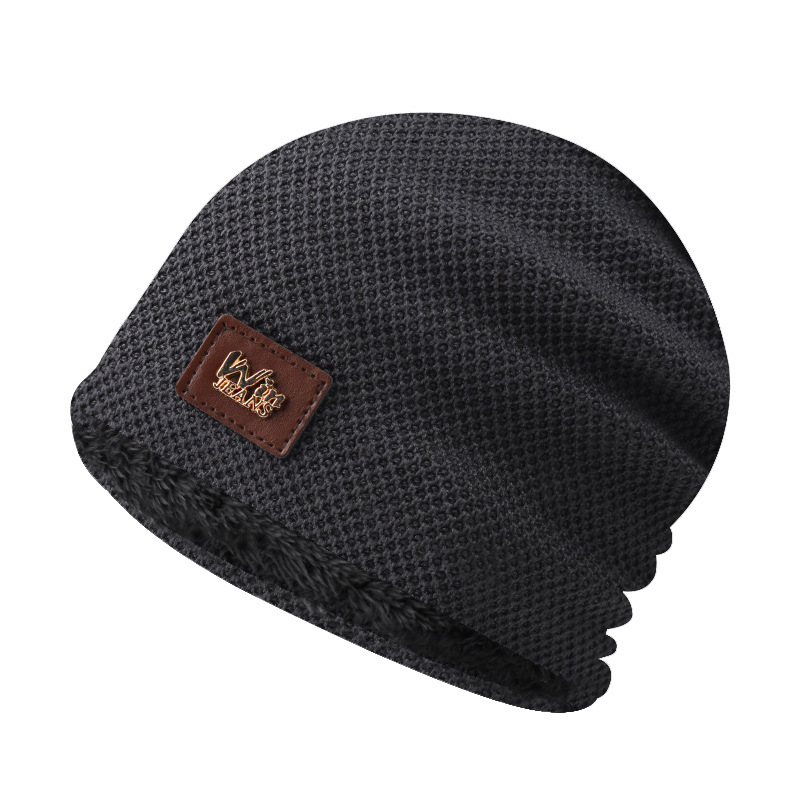 Invierno forrado de lana caliente Plaid de los hombres al aire libre sombrero bordado Jersey de punto de lana forrado de lana sombrero extra grande sombrero de invierno image 8
