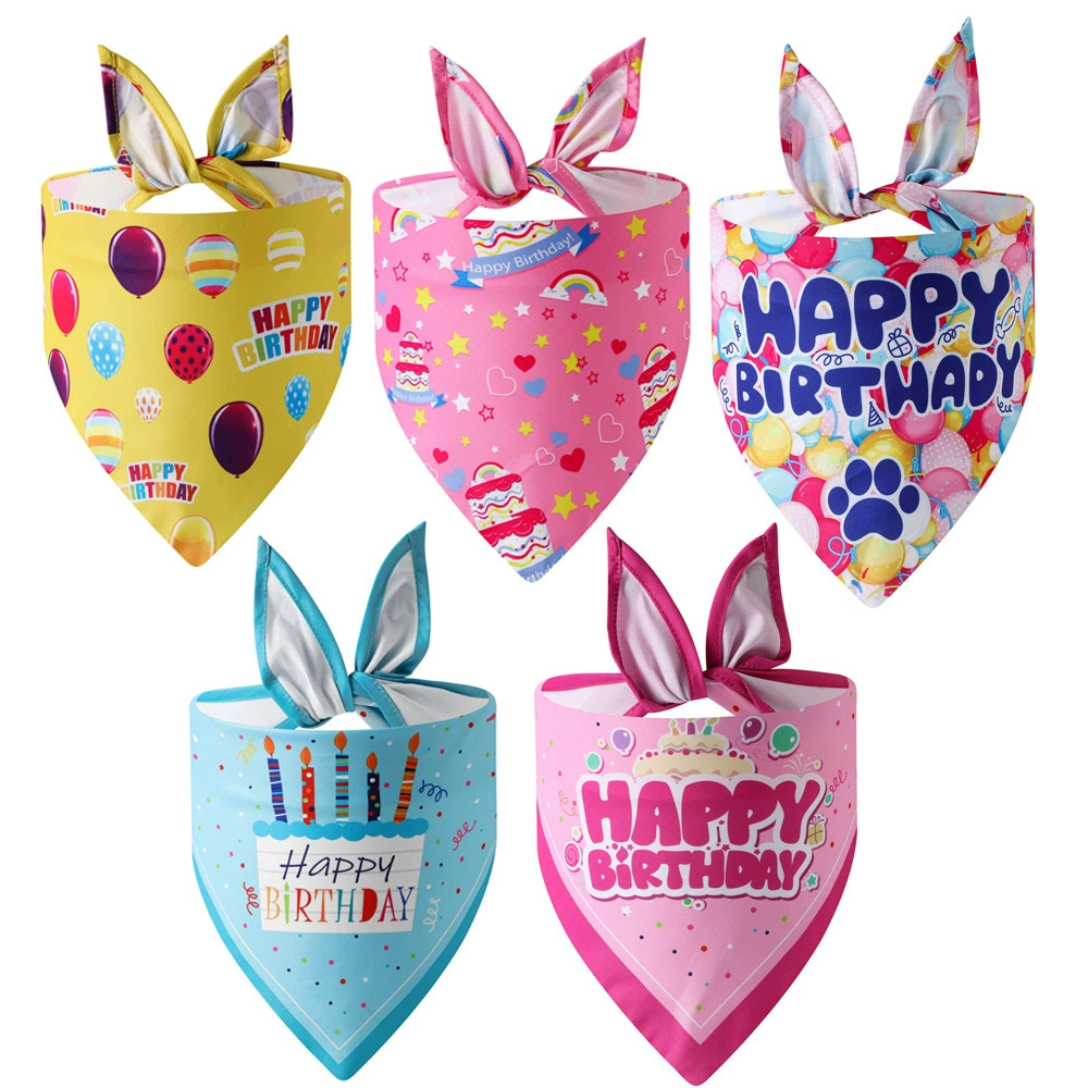 Трансграничный новый мультфильм домашнее животное день рождения собака Слюна полотенце треугольный шарф ювелирные изделия товары для домашних животных оптом