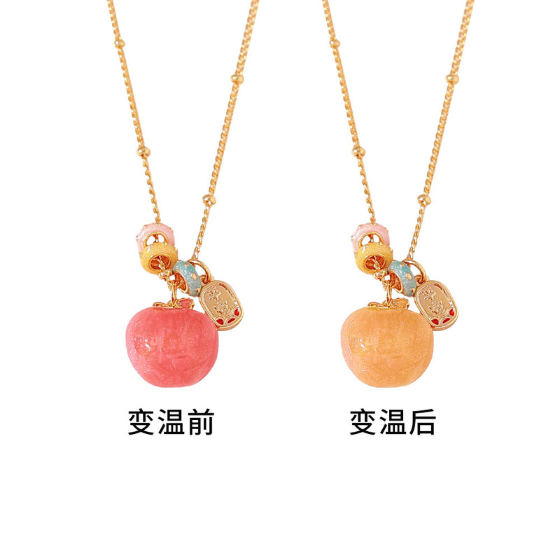 艾妮贝妮原创珐琅彩绘幻彩温变两戴苹果项链精致爱心项链轻奢时尚|undefined