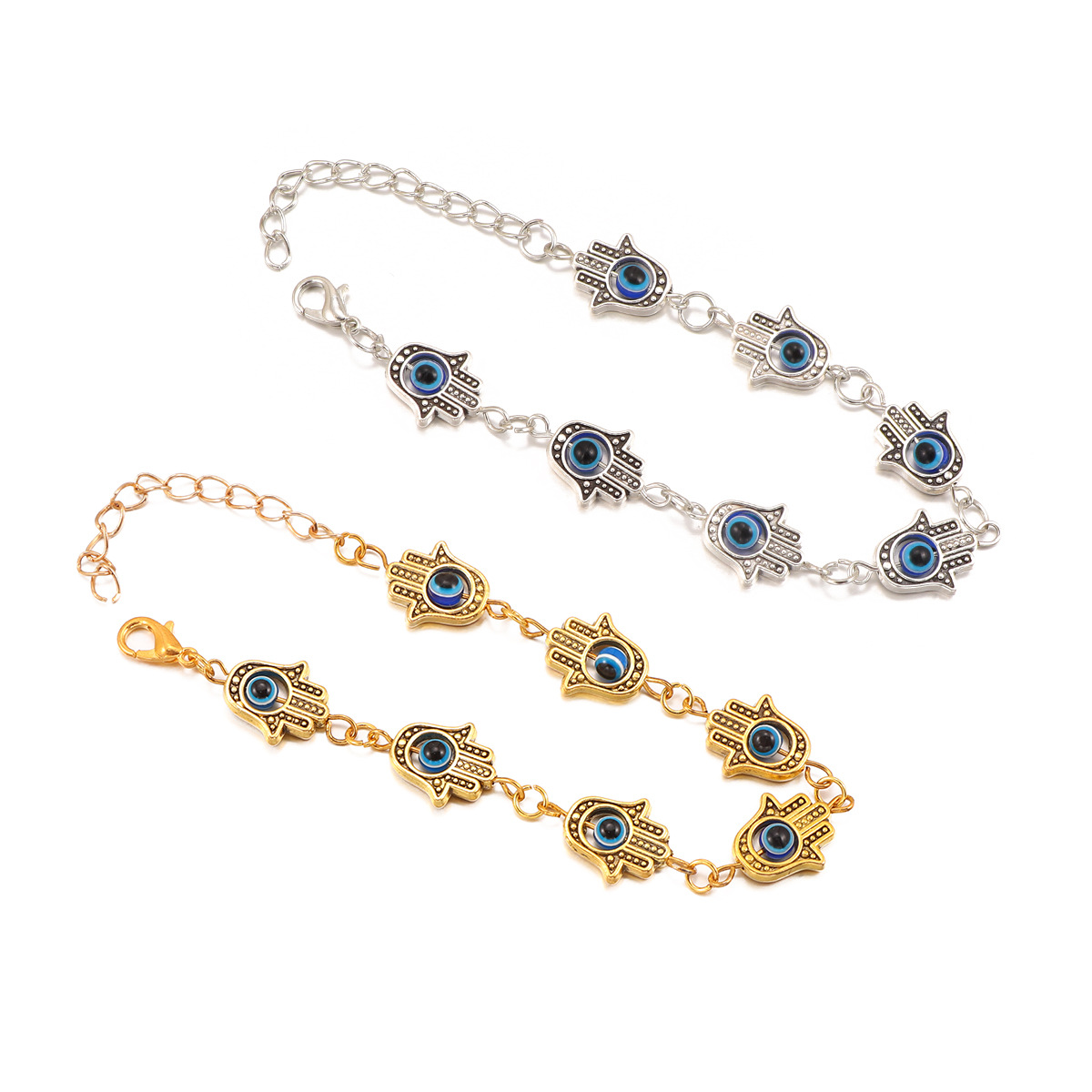 Nowa moda gorąca sprzedaż europejska i amerykańska modna biżuteria bransoletka tkana ręka fatimy diabelskie oko bransoletka damska_voghion.com