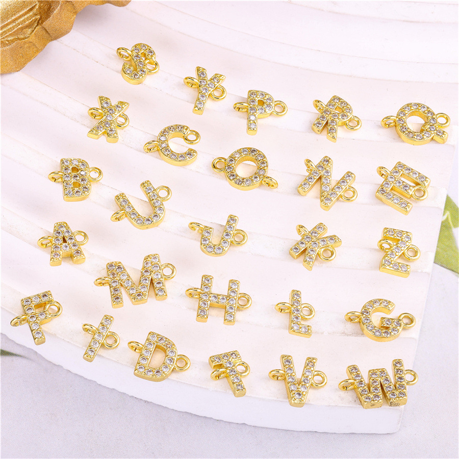3g Weight Connectors Jewelry Making Type 7.7*13mm Jewelry Making Size Zircon Inlay Material DIY Jewelry Accessories, Bracelets Classification 1 Piece Quantity Copper Material Letter, Word Pattern Simple Style Style Beaded, Inlay Craft 1 Piece 7.7*13mm Copper Zircon Letter Word Connectors DIY Jewelry Accessories Bracelets 4