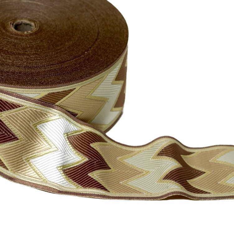 7.2cm de ancho de banda jacquard de alta precisión ligera de lujo ropa nacional cuello de manguito cortina sofá cojín de mesa bandera