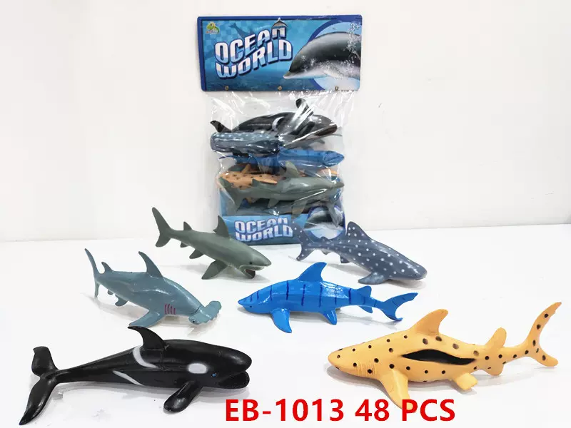 供应7寸鲨鲸模型 5寸海洋动物 生物模型塑胶玩具套装