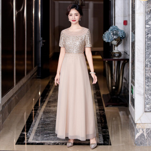 Summer Young Mother's Wedding Banquet Dress, Classy Elegant and Elegant Host Catwalk Performance Waist Slimming Look Dress
