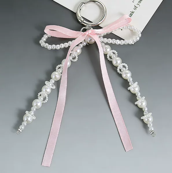 Sweet and Cool Cute Bowknot Phone Chain for Women, Beaded Keychain Pendant, Versatile Bag Chain Accessory for Best Friends