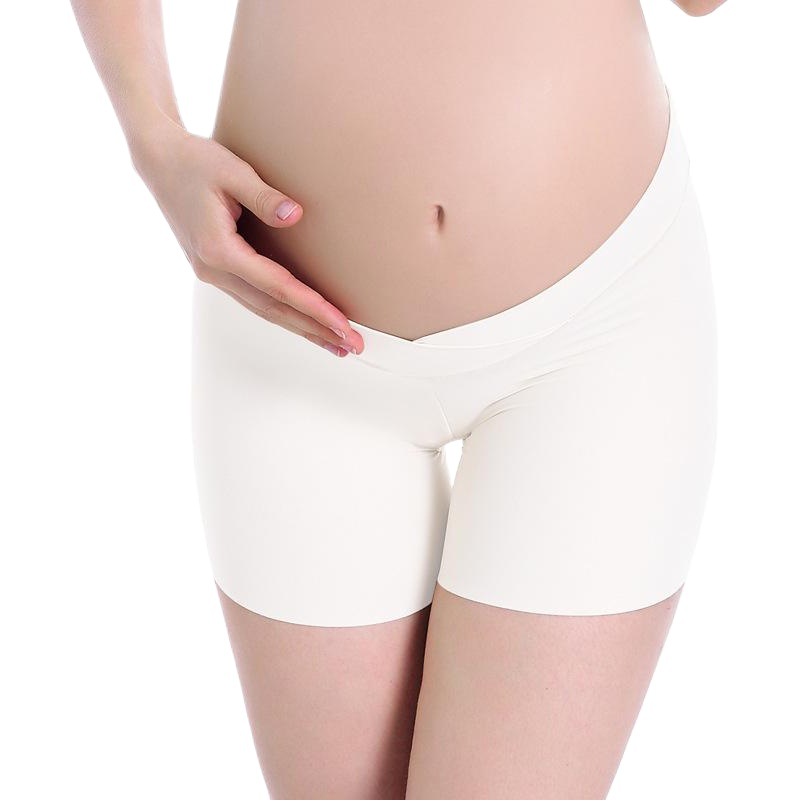 Antibacterial Ice Silk cómoda ropa interior de mujer embarazada sin costuras pantalones cortos Boxer de cintura baja en forma de V pantalones cortos de mujer embarazada transpirables pantalones de seguridad