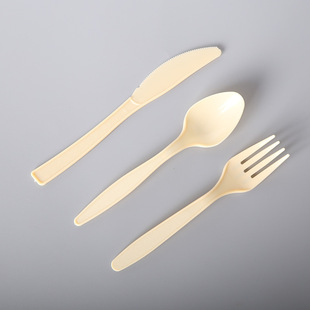 Disposable 6 inch knife and fork spoon plastic tableware takeaway steak western food suit transparent fruit fork dessert cake spoon