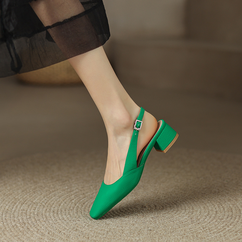 CHIKO Elspeth Square Toe Block Heels Slingback Shoes