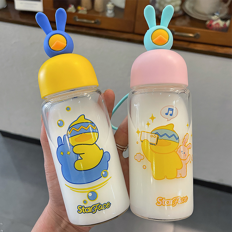 Fashion Rabbit Duck Cute Portable Glass Water Cup Wholesale display picture 14